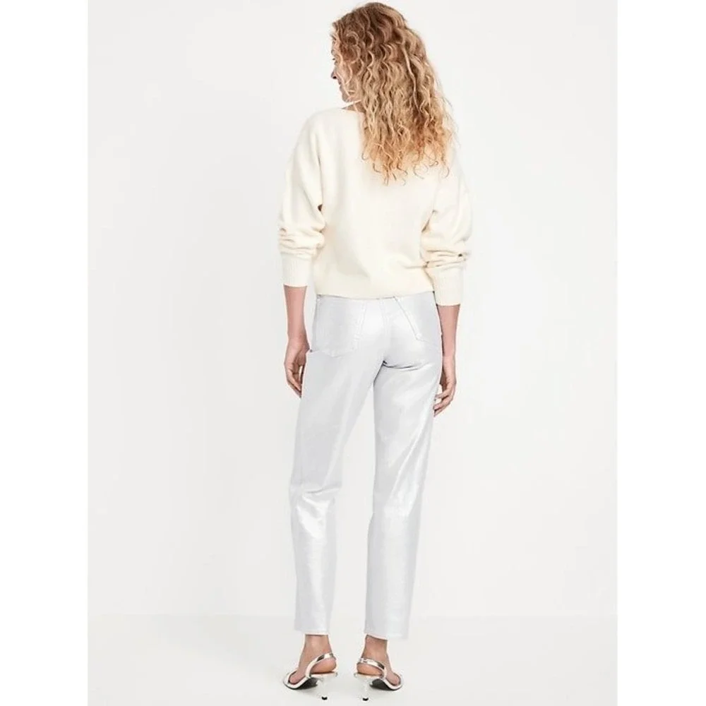 Old Navy -1336 NWT High-Waisted Silver Shine OG Loose Jeans Womens OG Size‎ 2
